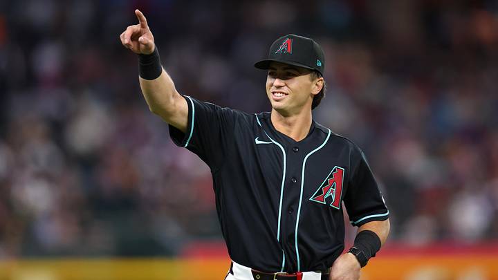 May 24, 2026; Phoenix, Arizona, USA; Arizona Diamondbacks right fielder Tommy Troy (9) smiles to the crowd before the game against the Colorado Rockies at Chase Field. Mandatory Credit: Anna Carrington-Imagn Images