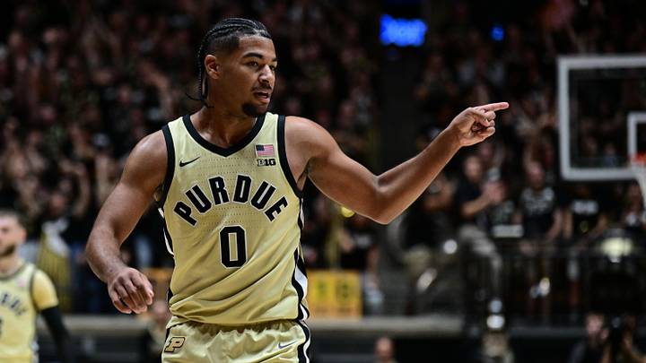 Purdue Boilermakers guard C.J. Cox (0) celebrates a basket.