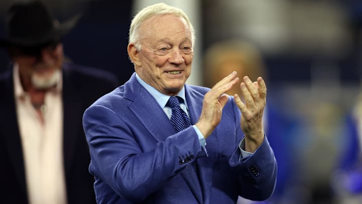Dallas Cowboys owner Jerry Jones applauds during the Ring of Honor induction ceremony at half time in the game against the Detroit Lions. Dallas Cowboys owner Jerry Jones applauds during the Ring of Honor induction ceremony at half time in the game against the Detroit Lions.