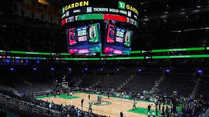 Jan 27, 2025; Boston, Massachusetts, USA; Before the start of the game against the Boston Celtics and Houston Rockets at TD Garden. Mandatory Credit: David Butler II-Imagn Images Jan 27, 2025; Boston, Massachusetts, USA; Before the start of the game against the Boston Celtics and Houston Rockets at TD Garden. Mandatory Credit: David Butler II-Imagn Images