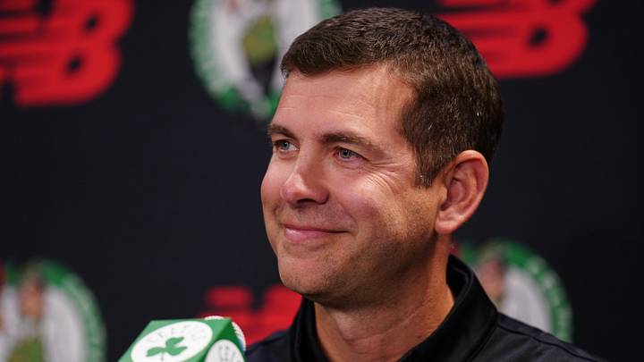Sep 28, 2026; Boston, MA, USA; Boston Celtics president Brad Stevens talks to reporters during media day at Auerbach Center. Mandatory Credit: David Butler II-Imagn Images