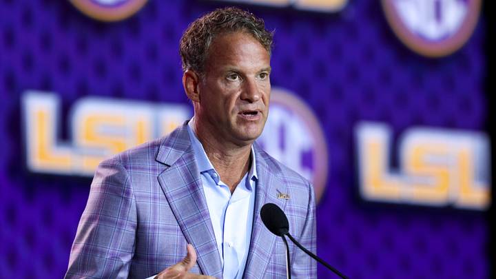 LSU Tigers head coach Lane Kiffin speaks to the press during SEC Football Kickoff Media Day at the Tampa Marriott. LSU Tigers head coach Lane Kiffin speaks to the press during SEC Football Kickoff Media Day at the Tampa Marriott.