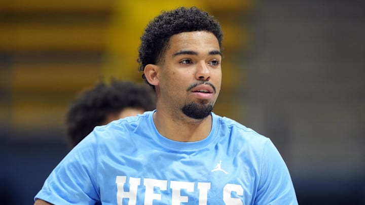 Jan 17, 2026; Berkeley, California, USA; North Carolina Tar Heels guard Elijah Davis (6) before the game against the California Golden Bears at Haas Pavilion. Mandatory Credit: Darren Yamashita-Imagn Images Jan 17, 2026; Berkeley, California, USA; North Carolina Tar Heels guard Elijah Davis (6) before the game against the California Golden Bears at Haas Pavilion. Mandatory Credit: Darren Yamashita-Imagn Images