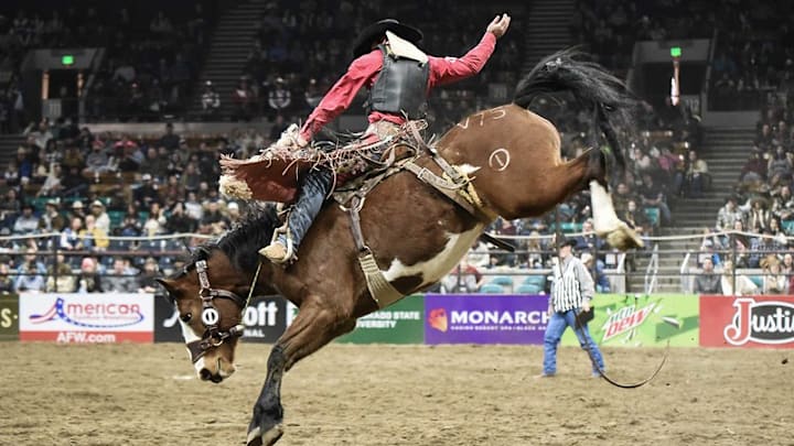 Saddle Bronc Riding Action at the NWSS