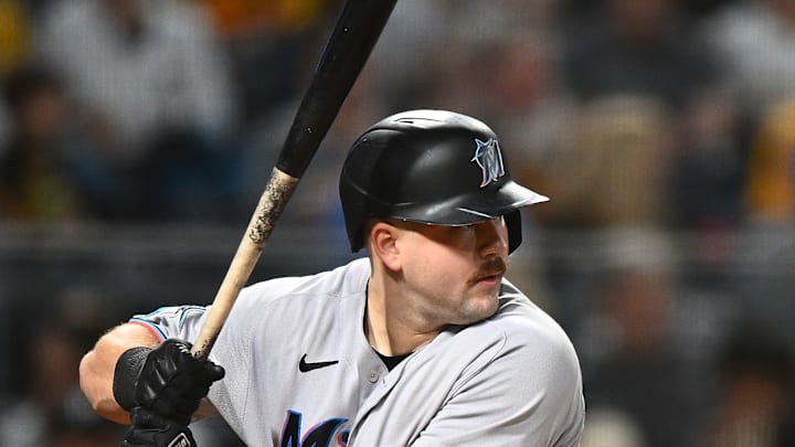 Jake Burger of the Miami Marlins. Burger was acquired last season and is one player that I would pay to see, but not at Major League Baseball ticket prices.