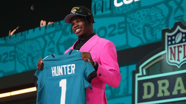 Colorado Buffaloes wide receiver Travis Hunter is selected by the Jacksonville Jaguars as the number two pick in the first round of the 2025 NFL Draft at Lambeau Field. 
