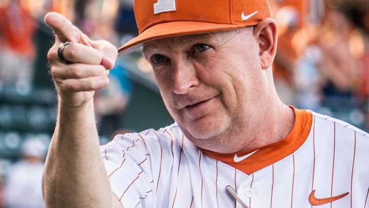 Texas Head Coach Jim Schlossnagle ahead of the Longhorns' game against the UTSA Roadrunners, March 18, 2025 at UFCU Disch-Falk Field in Austin.