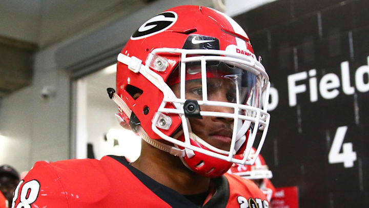 Jan 8, 2018; Atlanta, GA, USA; Georgia Bulldogs linebacker Jaden Hunter (88) against the Alabama Crimson Tide in the 2018 CFP national championship college football game at Mercedes-Benz Stadium. Mandatory Credit: Mark J. Rebilas-Imagn Images