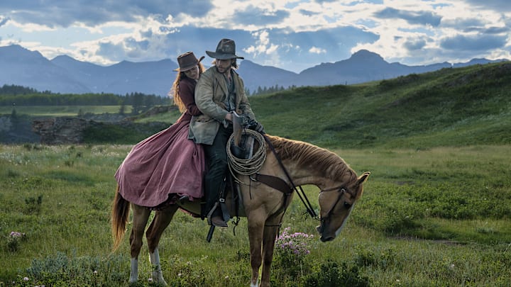 THE ABANDONS. (L to R) Aisling Franciosi as Trisha Van Ness and Nick Robinson as Elias Teller in Episode 103 of The Abandons