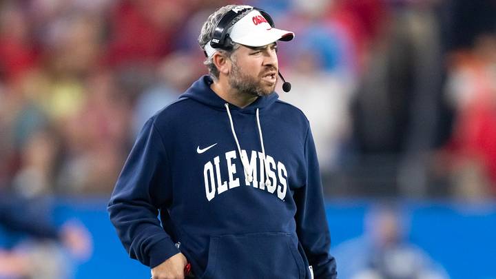 Jan 8, 2026; Glendale, AZ, USA; Mississippi Rebels head coach Pete Golding against the Miami Hurricanes during the 2026 Fiesta Bowl and semifinal game of the College Football Playoff at State Farm Stadium. Mandatory Credit: Mark J. Rebilas-Imagn Images