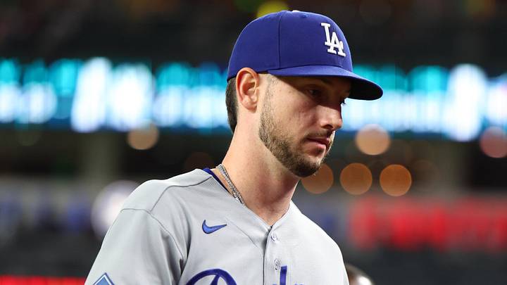 Jun 4, 2026; Phoenix, Arizona, USA; Los Angeles Dodgers right fielder Kyle Tucker (23)  walks to the dugout after warming up before the game against the Arizona Diamondbacks at Chase Field. Mandatory Credit: Anna Carrington-Imagn Images