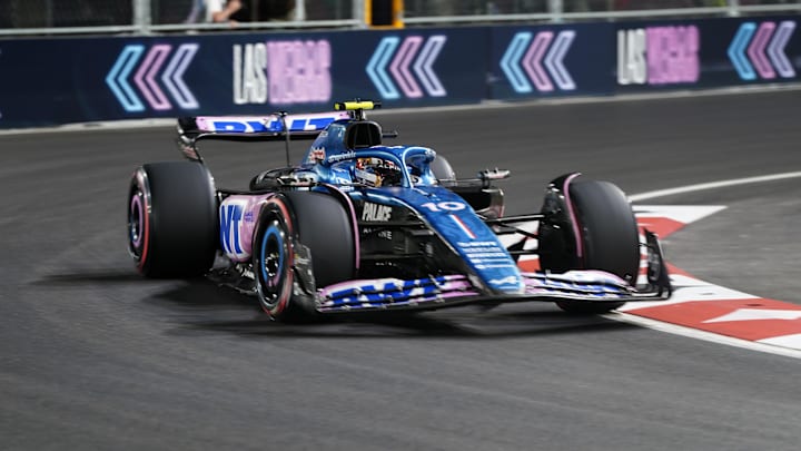 Nov 17, 2023; Las Vegas, Nevada, USA; BWT Alpine F1 driver Pierre Gasly (10) of France drives during the qualifiers at the Las Vegas Strip Circuit. Mandatory Credit: Lucas Peltier-Imagn Images Nov 17, 2023; Las Vegas, Nevada, USA; BWT Alpine F1 driver Pierre Gasly (10) of France drives during the qualifiers at the Las Vegas Strip Circuit. Mandatory Credit: Lucas Peltier-Imagn Images