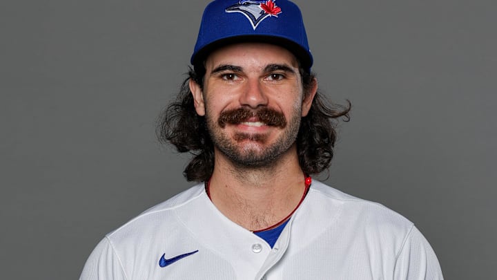 Toronto Blue Jays pitcher Dylan Cease (84) poses for a photo during media day at the Player Development Complex. 