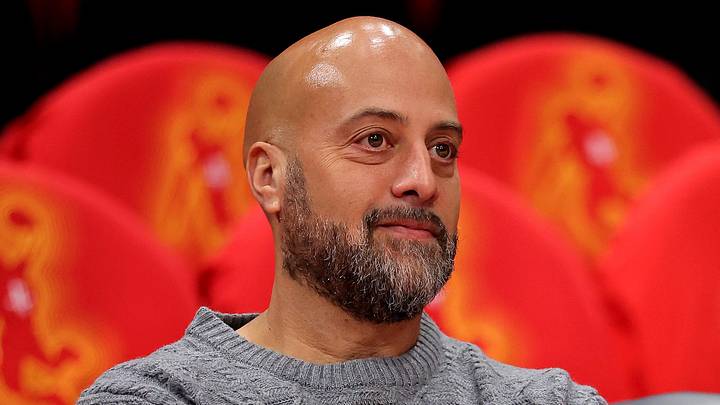 May 1, 2026; Houston, Texas, USA; Houston Rockets general manager Rafael Stone watches warm ups prior to game six of the first round of the 2026 NBA Playoffs against the Los Angeles Lakers at Toyota Center. Mandatory Credit: Erik Williams-Imagn Images