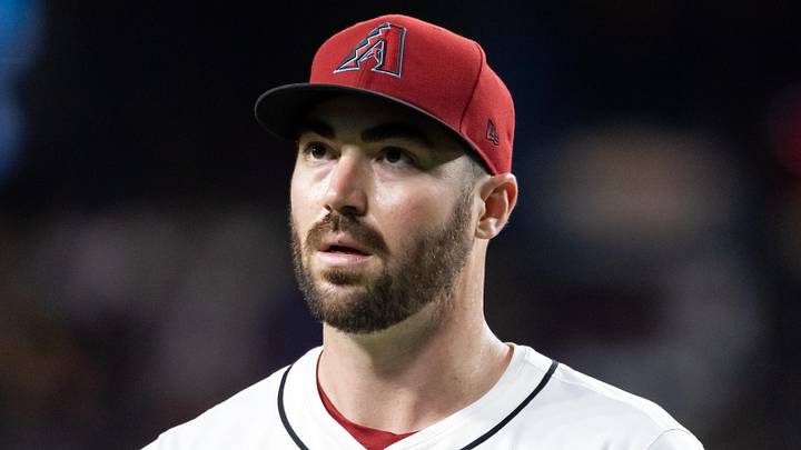 Sep 16, 2025; Phoenix, Arizona, USA; Arizona Diamondbacks pitcher John Curtiss against the San Francisco Giants at Chase Field. Mandatory Credit: Mark J. Rebilas-Imagn Images
