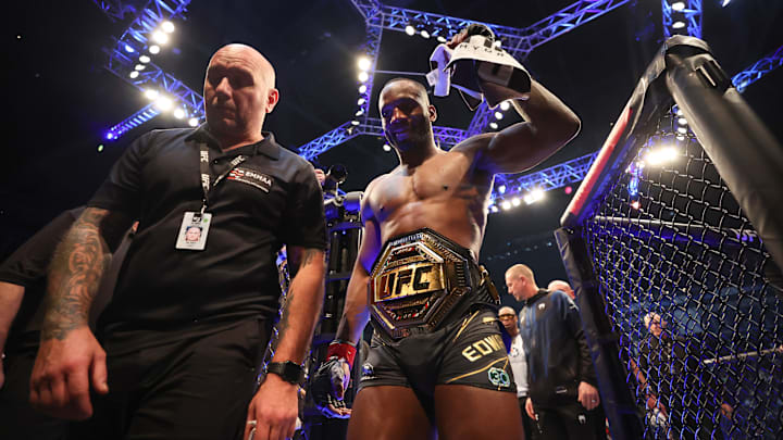 Leon Edwards exiting octagon after UFC 286