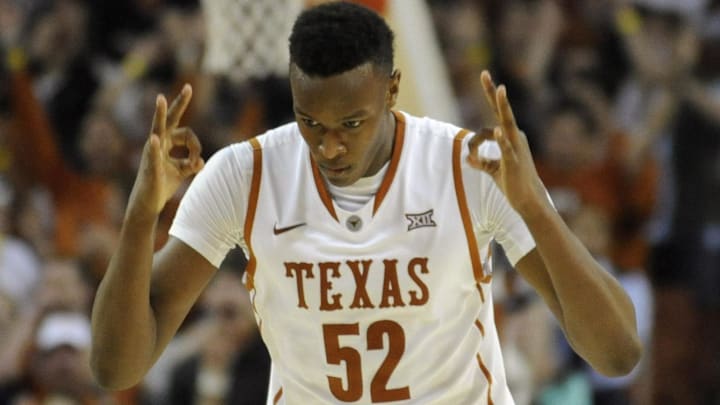 Nov 25, 2014; Austin, TX, USA; Texas Longhorns forward Myles Turner (52) reacts against the St. Francis Red Flash during the second half at the Frank Erwin Special Events Center. Texas beat St. Francis 78-46. Mandatory Credit: Brendan Maloney-Imagn Images Nov 25, 2014; Austin, TX, USA; Texas Longhorns forward Myles Turner (52) reacts against the St. Francis Red Flash during the second half at the Frank Erwin Special Events Center. Texas beat St. Francis 78-46. Mandatory Credit: Brendan Maloney-Imagn Images
