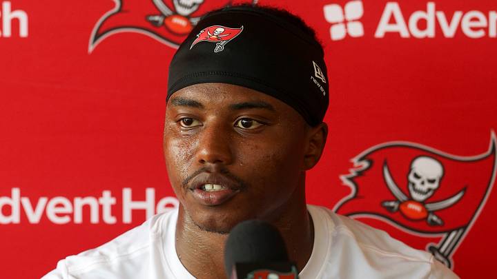 Aug 6, 2026; Tampa, FL, USA; Tampa Bay Buccaneers defensive back Keionte Scott (22) talks to media after training camp at AdventHealth Training Center. Mandatory Credit: Nathan Ray Seebeck-Imagn Images Aug 6, 2026; Tampa, FL, USA; Tampa Bay Buccaneers defensive back Keionte Scott (22) talks to media after training camp at AdventHealth Training Center. Mandatory Credit: Nathan Ray Seebeck-Imagn Images