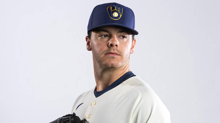 Feb 20, 2026; Phoenix, AZ, USA; Milwaukee Brewers pitcher Logan Henderson poses for a portrait during photo day at American Family Fields of Phoenix. Mandatory Credit: Mark J. Rebilas-Imagn Images Feb 20, 2026; Phoenix, AZ, USA; Milwaukee Brewers pitcher Logan Henderson poses for a portrait during photo day at American Family Fields of Phoenix. Mandatory Credit: Mark J. Rebilas-Imagn Images