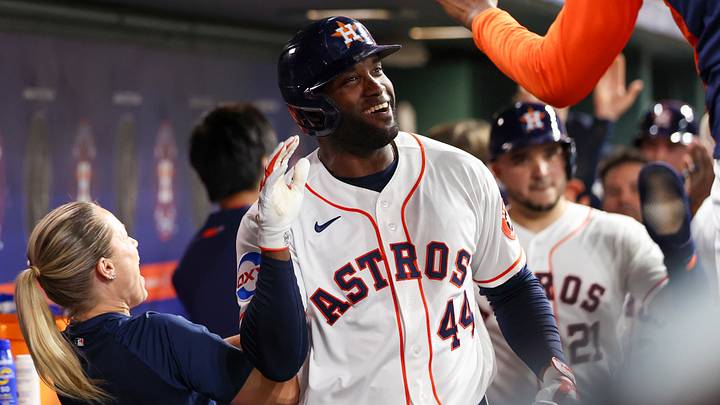Houston Astros left fielder Yordan Alvarez. Houston Astros left fielder Yordan Alvarez.