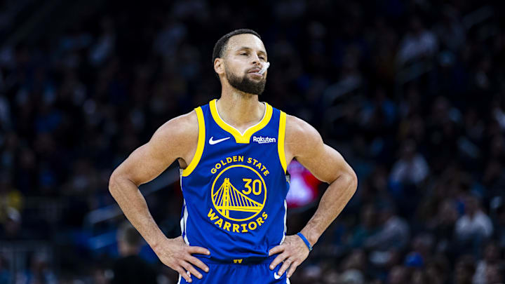 Jan 3, 2026; San Francisco, California, USA; Golden State Warriors guard Stephen Curry (30) reacts during the third quarter against the Utah Jazz at Chase Center. Mandatory Credit: John Hefti-Imagn Images Jan 3, 2026; San Francisco, California, USA; Golden State Warriors guard Stephen Curry (30) reacts during the third quarter against the Utah Jazz at Chase Center. Mandatory Credit: John Hefti-Imagn Images