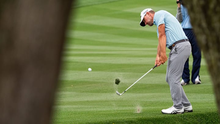 Lucas Glover hits from the ninth fairway during the final round of the Players Championship at TPC Sawgrass in Ponte Vedra Beach, Fl. Sunday March 16, 2025. Lucas Glover hits from the ninth fairway during the final round of the Players Championship at TPC Sawgrass in Ponte Vedra Beach, Fl. Sunday March 16, 2025.