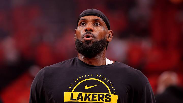 Los Angeles Lakers forward LeBron James (23) warms up prior to game six of the first round of the 2026 NBA Playoffs against the Houston Rockets at Toyota Center on May 1, 2026. Los Angeles Lakers forward LeBron James (23) warms up prior to game six of the first round of the 2026 NBA Playoffs against the Houston Rockets at Toyota Center on May 1, 2026.