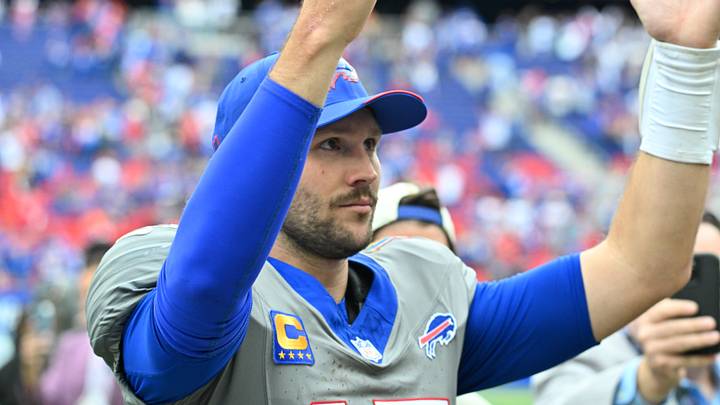 Buffalo Bills quarterback Josh Allen reacts after the game against the Los Angeles Chargers at New Highmark Stadium. Buffalo Bills quarterback Josh Allen reacts after the game against the Los Angeles Chargers at New Highmark Stadium.