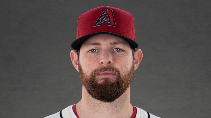 Feb 19, 2025; Scottsdale, AZ, USA; Arizona Diamondbacks pitcher Jordan Montgomery (52) poses for a portrait for MLB Media Day at Salt River Fields.  Mandatory Credit: Allan Henry-Imagn Images