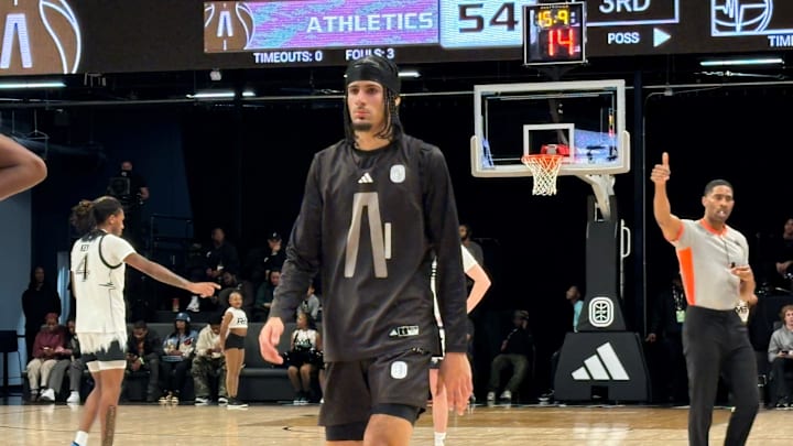 6-foot-8 Shon Abaev is a left-handed guard/forward who has been lighting up his senior season playing for Fear of God Athletics in the Overtime Elite League. The Cincinnati Bearcats are pursuing Abaev and their coaching staff was present to watch him play Friday night.