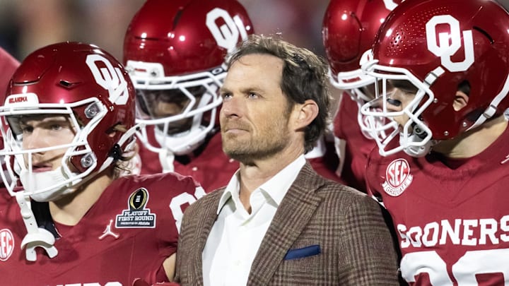 Oklahoma Sooners general manager of football Jim Nagy against the Alabama Crimson Tide during the CFP National Playoff First Round at Gaylord Family Oklahoma Memorial Stadium. Mandatory Credit: Mark J. Rebilas-Imagn Images