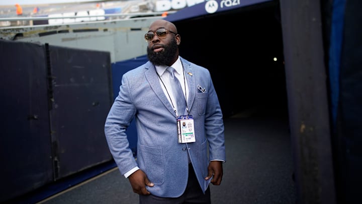 Tennessee Titans General Manager Ran Carthon arrives for their game against the Chicago Bears at Soldier Field in Chicago, Ill., Sunday, Sept. 8, 2024.