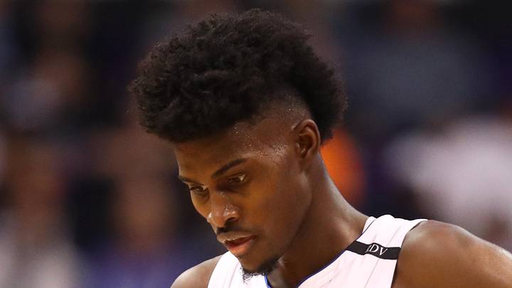 Orlando Magic forward Jonathan Isaac (1) reacts against the Phoenix Suns at Talking Stick Resort Arena, Nov 30, 2018.