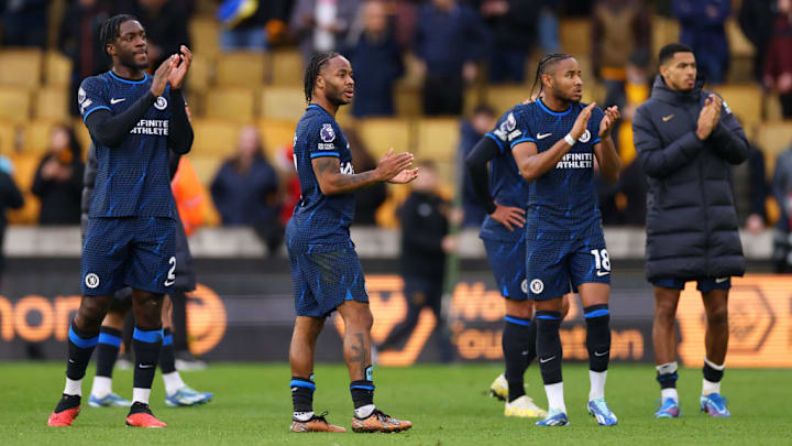 Axel Disasi (far left) and Raheem Sterling (middle left) have been cut adrift at Chelsea.