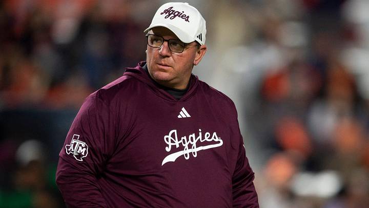 Texas A&M Aggies head coach Mike Elko during warm ups before Auburn Tigers take on Texas A&M Aggies at Jordan-Hare Stadium in Auburn, Ala., on Saturday, Sept. 7, 2024. Texas A&M Aggies head coach Mike Elko during warm ups before Auburn Tigers take on Texas A&M Aggies at Jordan-Hare Stadium in Auburn, Ala., on Saturday, Sept. 7, 2024.