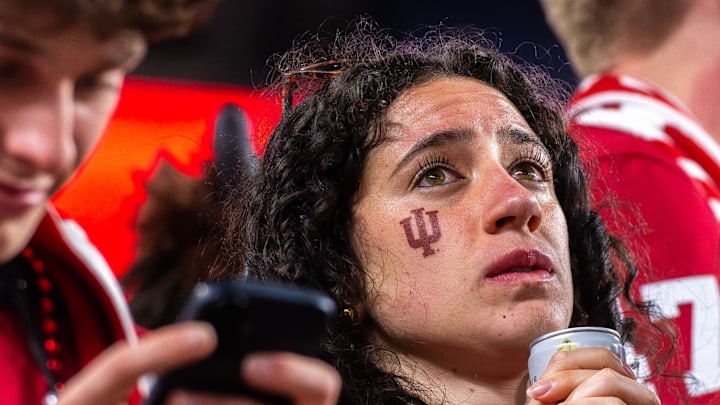An emotional Indiana fan during the College Football Playoff National Championship. An emotional Indiana fan during the College Football Playoff National Championship.