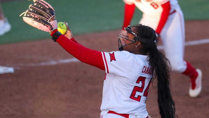 Texas Tech's NiJaree Canady pitches against Abilene Christian during a Division I non-conference softball game, Thursday, Feb. 26, 2026, at Rocky Johnson Field. Texas Tech's NiJaree Canady pitches against Abilene Christian during a Division I non-conference softball game, Thursday, Feb. 26, 2026, at Rocky Johnson Field.