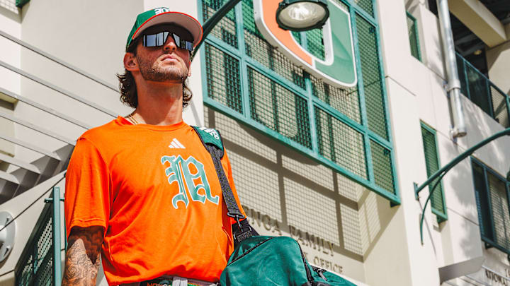 Miami's DH Bobby Marsh leaving Miami and headed to FAU Baseball stadium 