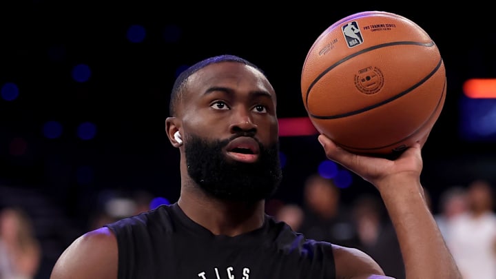 May 16, 2025; New York, New York, USA; Boston Celtics guard Jaylen Brown (7) warms up before game six in the second round of the 2025 NBA Playoffs against the New York Knicks at Madison Square Garden. Mandatory Credit: Brad Penner-Imagn Images May 16, 2025; New York, New York, USA; Boston Celtics guard Jaylen Brown (7) warms up before game six in the second round of the 2025 NBA Playoffs against the New York Knicks at Madison Square Garden. Mandatory Credit: Brad Penner-Imagn Images