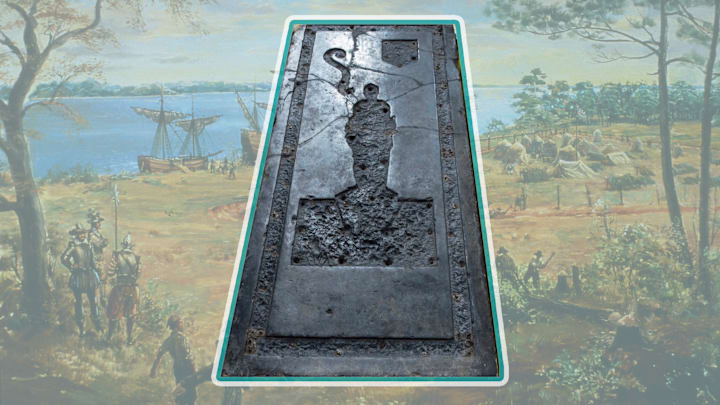 The knight’s tombstone rediscovered at Jamestown.