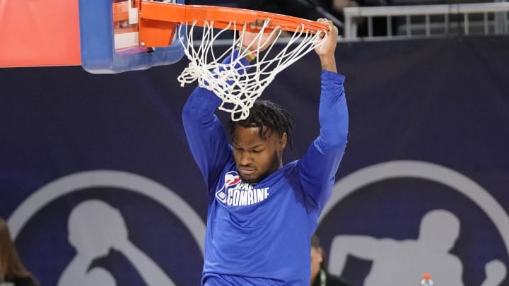 May 15, 2024; Chicago, IL, USA; Bronny James participates in the 2024 NBA Draft Combine at Wintrust Arena. Mandatory Credit: David Banks-USA TODAY Sports May 15, 2024; Chicago, IL, USA; Bronny James participates in the 2024 NBA Draft Combine at Wintrust Arena. Mandatory Credit: David Banks-USA TODAY Sports