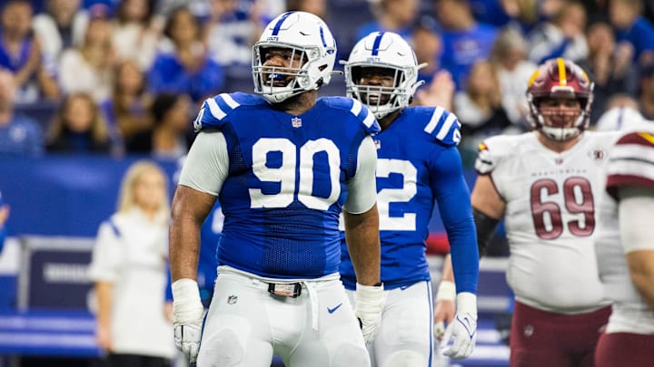 Oct 30, 2022; Indianapolis, Indiana, USA; Indianapolis Colts defensive tackle Grover Stewart (90)