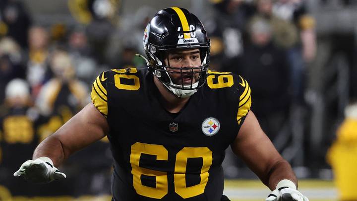 Dec 15, 2025; Pittsburgh, Pennsylvania, USA; Pittsburgh Steelers offensive tackle Dylan Cook (60) defends in the third quarter against the Miami Dolphins at Acrisure Stadium. Mandatory Credit: Charles LeClaire-Imagn Images Dec 15, 2025; Pittsburgh, Pennsylvania, USA; Pittsburgh Steelers offensive tackle Dylan Cook (60) defends in the third quarter against the Miami Dolphins at Acrisure Stadium. Mandatory Credit: Charles LeClaire-Imagn Images