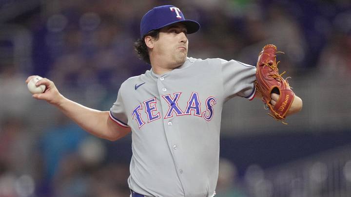 Texas Rangers pitcher Cal Quantrill. Texas Rangers pitcher Cal Quantrill.