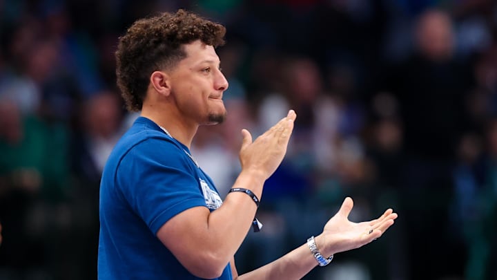 Mar 17, 2024; Dallas, Texas, USA;  Kansas City Chiefs quarterback Patrick Mahomes II  cheers during