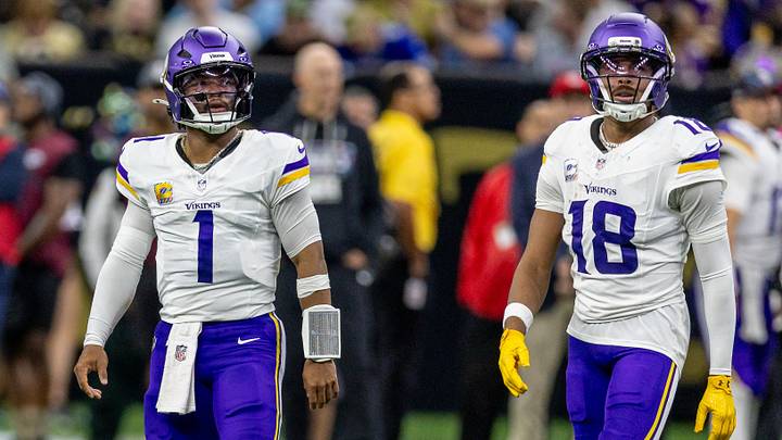 Minnesota Vikings quarterback Kyler Murray (left) and wide receiver Justin Jefferson (right) played integral roles in the team's fifth straight win. Minnesota Vikings quarterback Kyler Murray (left) and wide receiver Justin Jefferson (right) played integral roles in the team's fifth straight win.