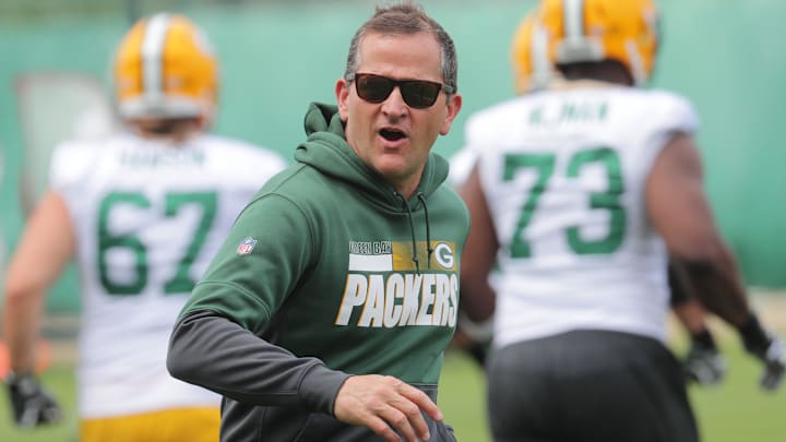 Defensive coordinator Joe Barry is shown during the second day of organized team activities Tuesday,