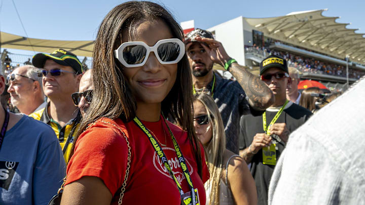 Gabby Thomas at the Formula 1 United States of America Grand Prix.