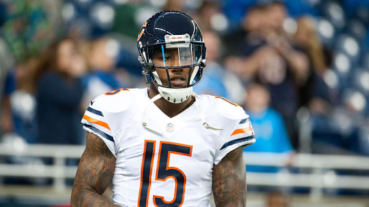 Nov 27, 2014; Detroit, MI, USA; Chicago Bears wide receiver Brandon Marshall (15) before the game against the Detroit Lions at Ford Field. Mandatory Credit: Tim Fuller-Imagn Images