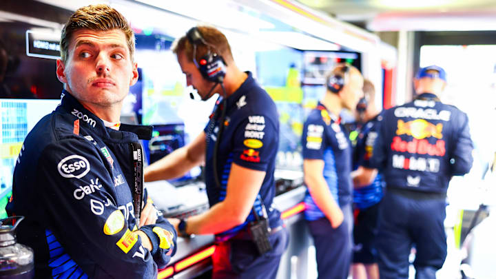 MONZA, ITALY - SEPTEMBER 01: Max Verstappen of the Netherlands and Oracle Red Bull Racing looks on in the garage prior to the F1 Grand Prix of Italy at Autodromo Nazionale Monza on September 01, 2024 in Monza, Italy. (Photo by Mark Thompson/Getty Images) MONZA, ITALY - SEPTEMBER 01: Max Verstappen of the Netherlands and Oracle Red Bull Racing looks on in the garage prior to the F1 Grand Prix of Italy at Autodromo Nazionale Monza on September 01, 2024 in Monza, Italy. (Photo by Mark Thompson/Getty Images)
